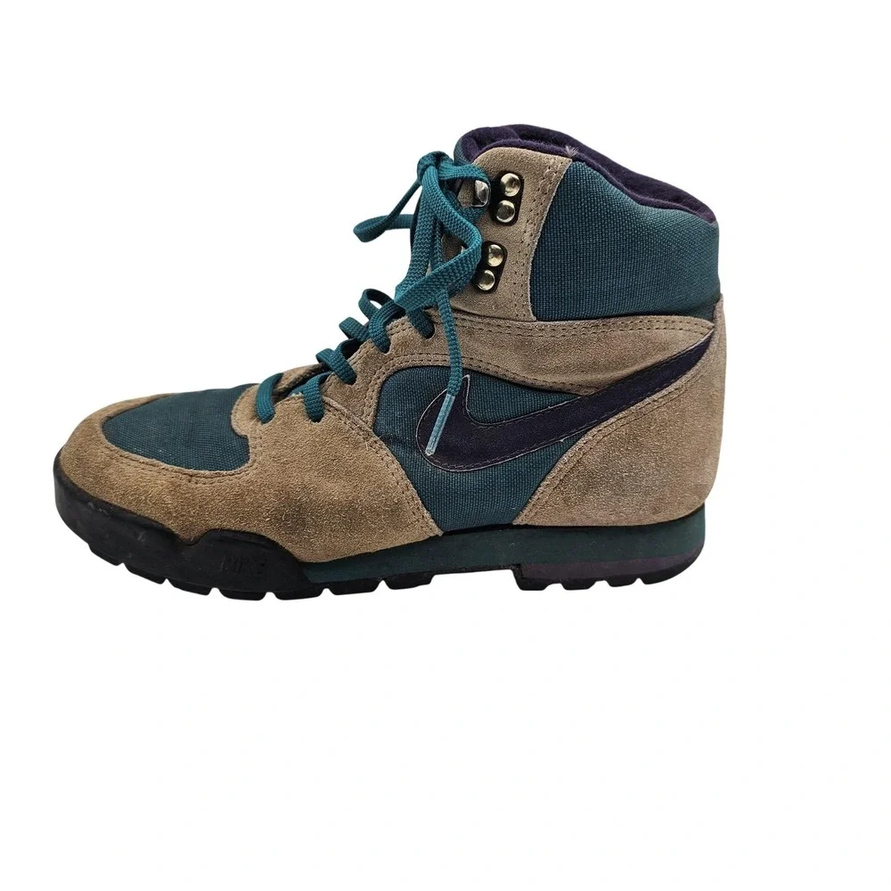 Vintage Nike‎ Caldera Boots Mens Size 8 Brown Teal Suede Hiking Trail Snow 80s